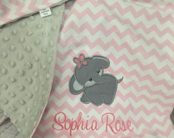 Elephant Baby Blanket | Personalized Elephant Baby Blanket | Gender Neutral Baby Blanket | Elephant Blanket