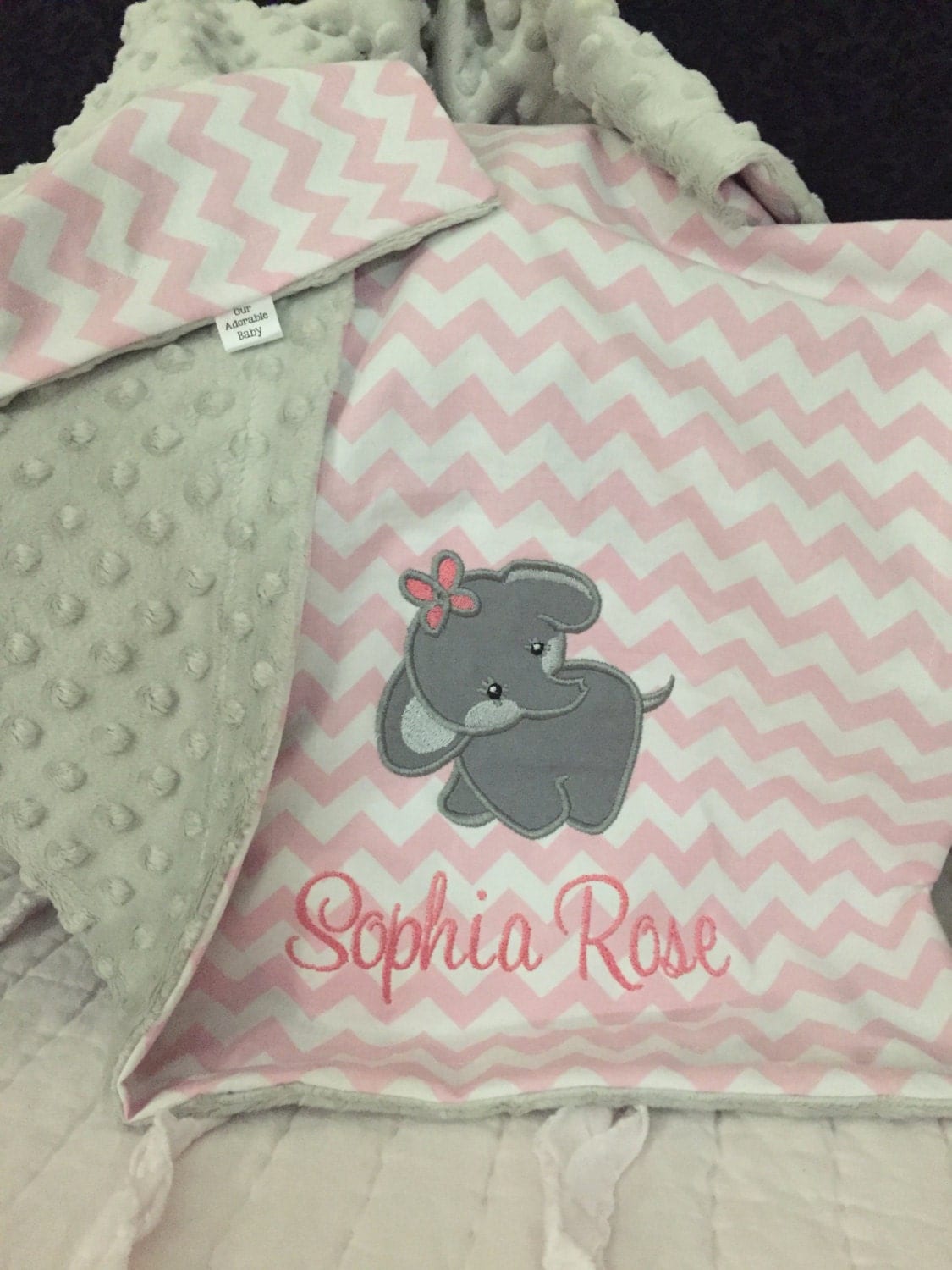 Elephant Baby Blanket Personalized Elephant Baby Blanket