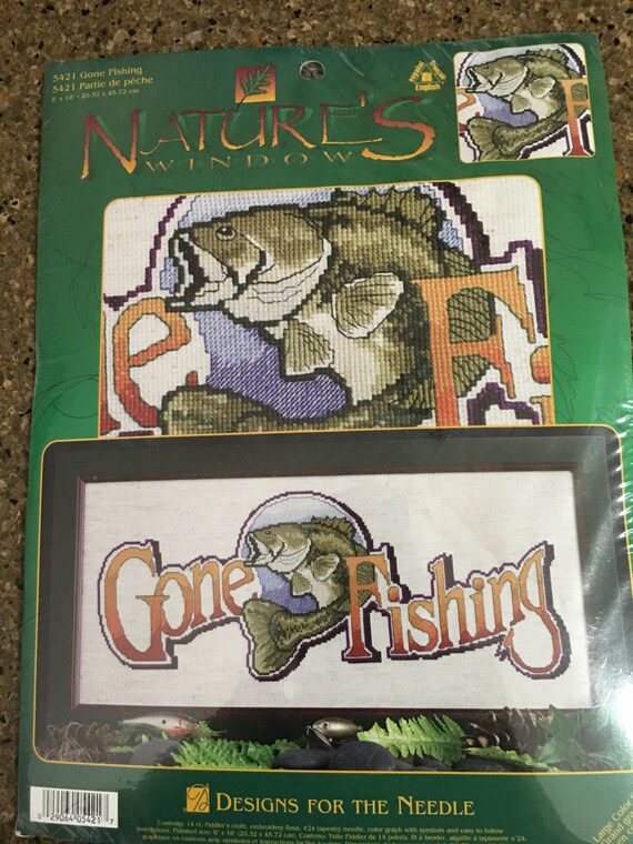 GONE FISHING Counted Cross stitch kit GREAT Father's day