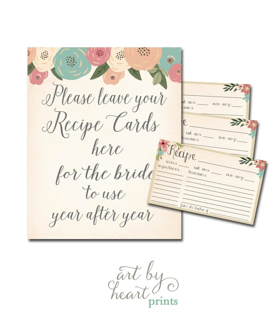 3x5 print cards by Recipe Flowers Card Bridal Card Shower Recipe