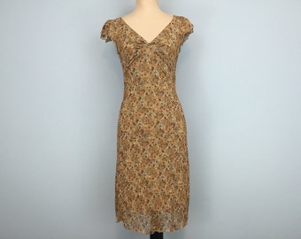 90s Floral Grunge Dress Hippie Boho Dress Hipster Brown Floral Dress Medium Dress Vintage Dresses 90s Clothing Summer Dress Womens Clothing