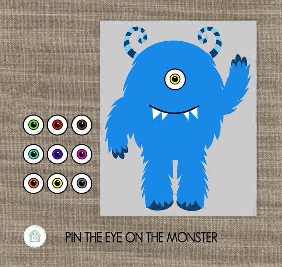 Instant Download. Pin the eye on the monster game