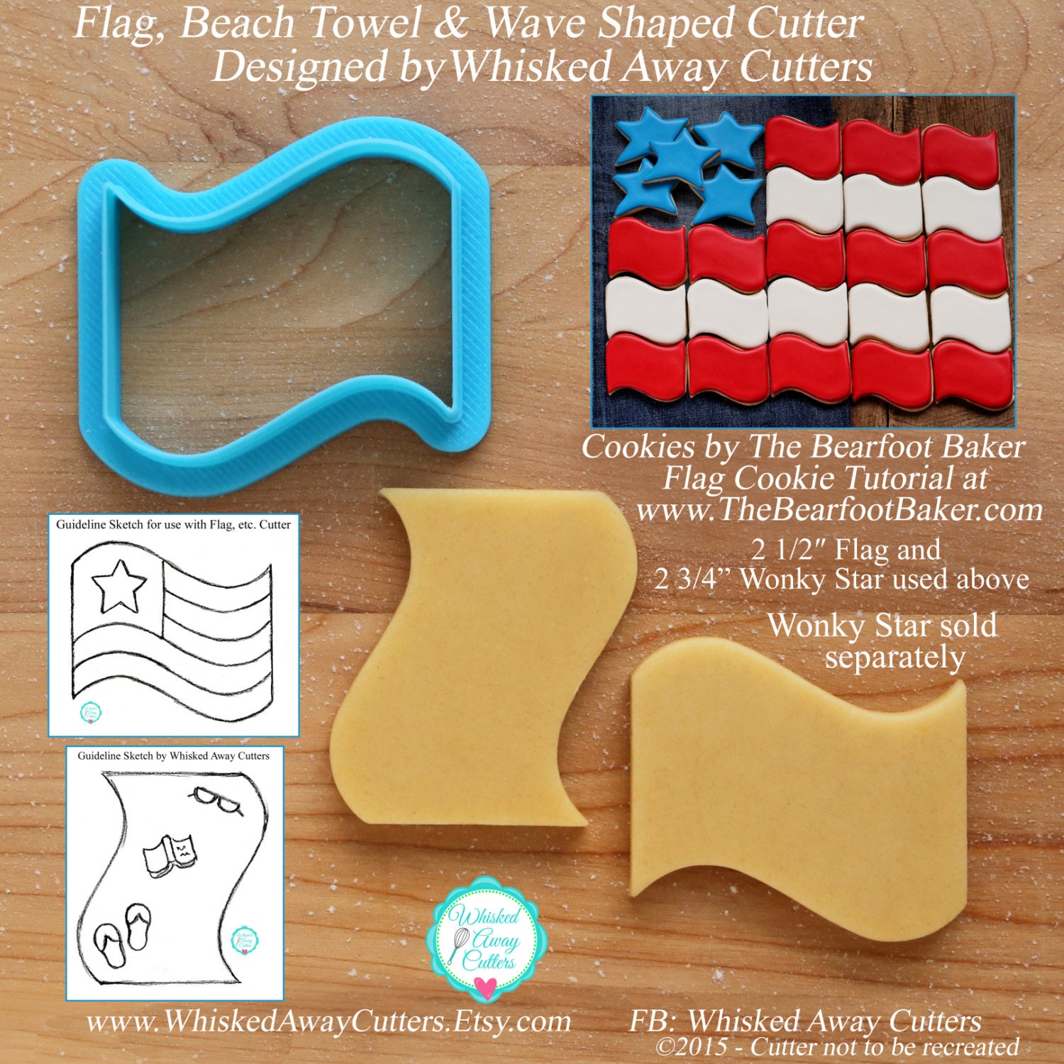 Flag Beach Towel and Wave Shaped Cookie Cutter and Fondant