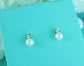 Gold Pearl Stud Earrings, cz pearl earrings, wedding jewelry, bridal jewelry, pearl bridal earrings, stud earrings, minimalist 250874021