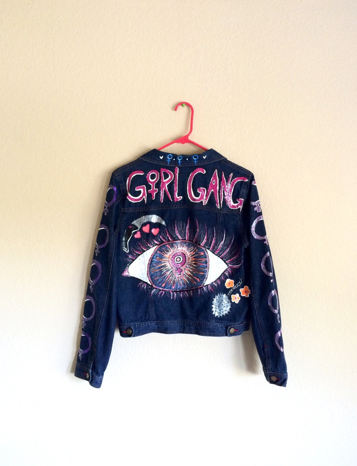 Girl Gang Denim Jacket Hand Painted Denim Jacket Feminist