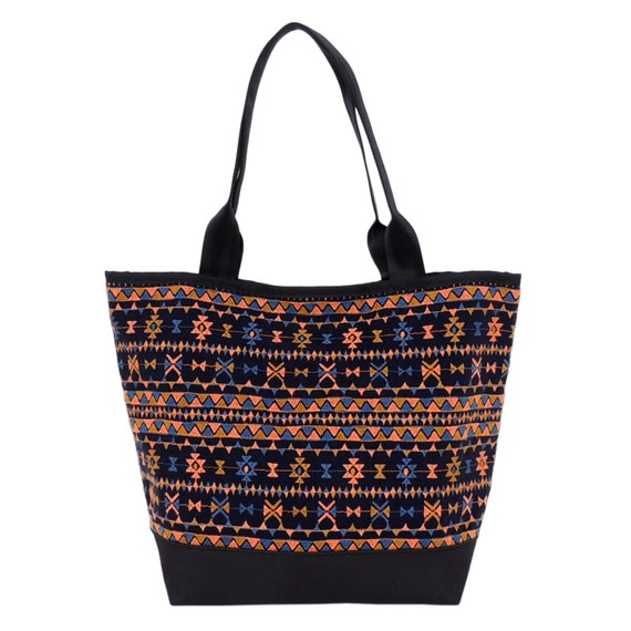 SALE Large Structured Tote Bag in Navy and Orange by SpicerBags