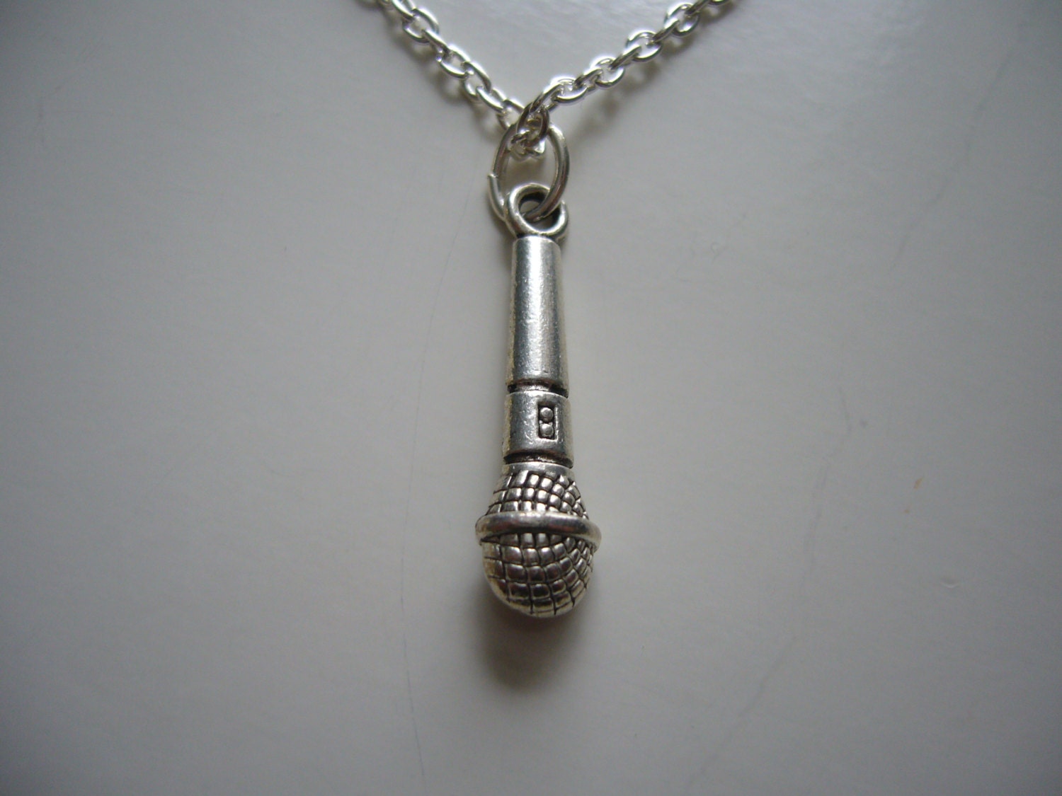Microphone Necklace Antique Silver Microphone Pendant
