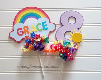 Rainbow cake topper, Rainbow centerpiece, rainbow birthday party, rainbow baby shower, rainbow baby party, diaper cake topper, 1st birthday