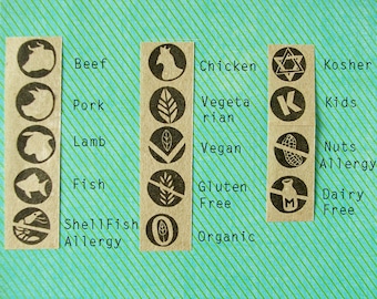 Meal choice stamps - Wedding Menu choice - Food Icon Options - Wedding RSVP - Party Food Icons