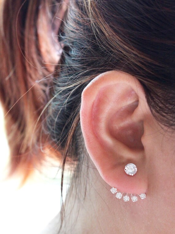 Crystal Ear Jacket Sterling Silver Crystal Earring by JCoJewellery