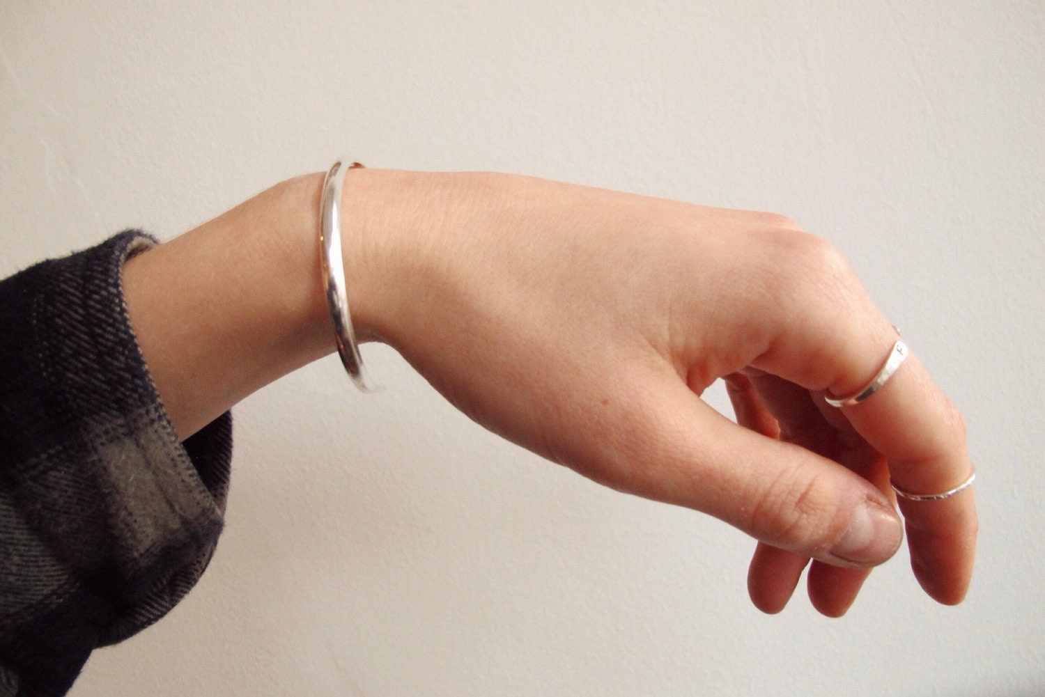 Customised Silver Bangle Adjustable Silver Bracelet