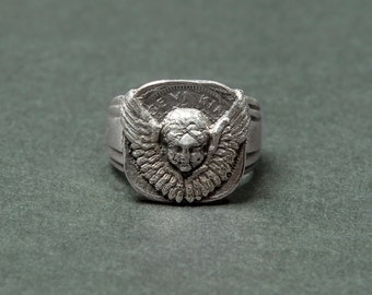 Bague Angel's Paris ( chevalière avec un ange ailé en argent )
