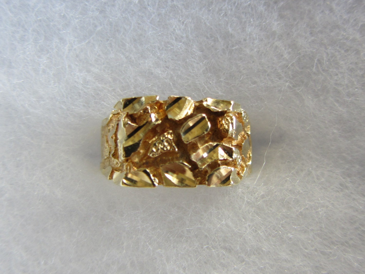 14k Gold Nugget Ring For Men or Women Sz 5 Sizable by GoldnBeads