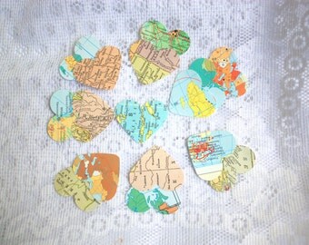 Set of 400 Map Hearts - Map Confetti - Set of 400 Atlas Hearts - Map Table Scatters, Tavel Wedding, Atlas confetti map and atlas ephemera