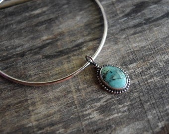 Turquoise Charm Bracelet Sterling Silver Turquoise Bracelet Silver Bangle Bracelet Turquoise Bangle
