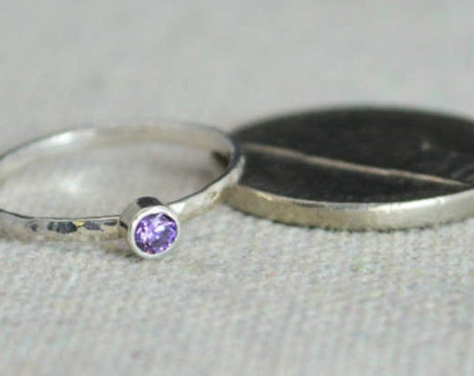 Classic Sterling Silver Amethyst Ring, Silver Solitaire, Solitare Ring, Silver Jewelry, February Birthstone, Mothers Ring, Silver Band