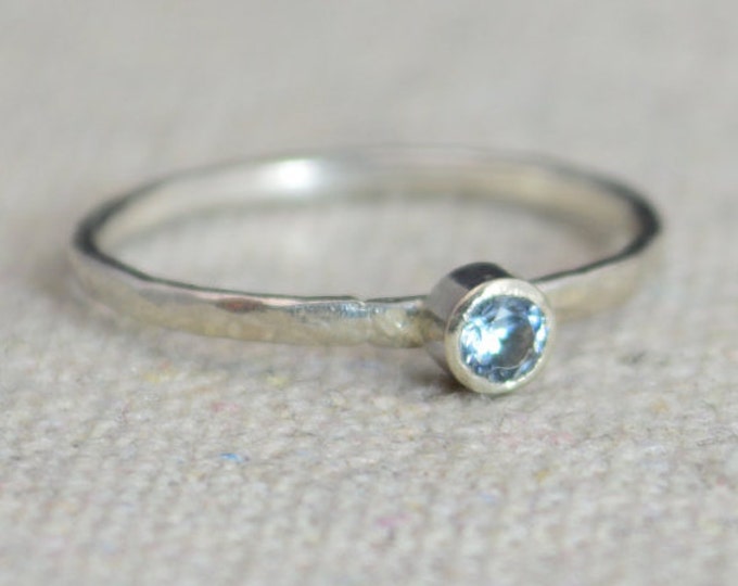 Classic Sterling Silver Aquamarine Ring, Silver Solitaire, Solitaire, Silver Jewelry, March Birthstone, Mothers Ring, Sterling Silver Band
