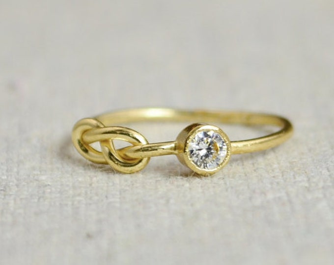 CZ Diamond Infinity Ring, Gold Filled Ring, Stackable Rings, Mother's Ring, April Birthstone Ring, Gold Infinity Ring, Gold Knot Ring