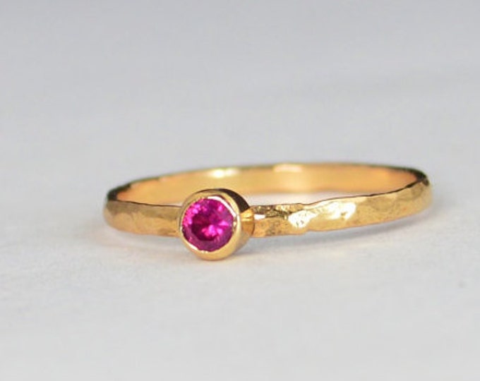 Classic Solid 14k Rose Gold Ruby Ring, 3mm Solitaire, Solitaire, Real Gold, July Birthstone, Mothers Ring, Solid Rose Gold, band