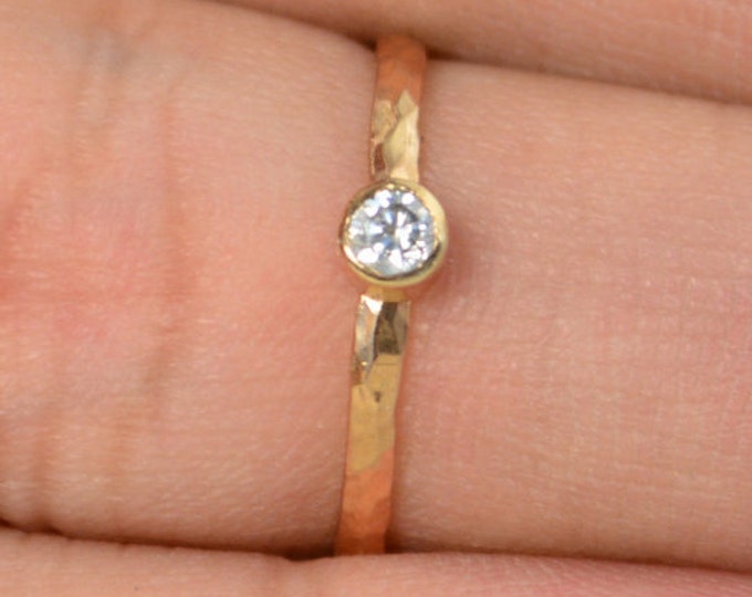 Classic Rose Gold Filled CZ Diamond Ring, solitaire, solitaire ring, rose gold filled, April Birthstone, Mothers Ring, gold band, White Ring