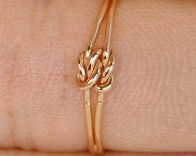 Dainty Rose Gold Double Knot Ring, Love Ring, Love Knot Ring, BFF Ring, Bridal Ring, Promise Ring, Mother Daughter Ring