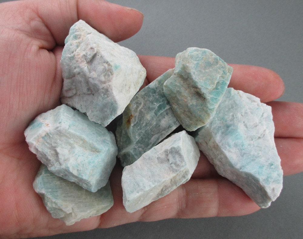 3 Raw Amazonite Crystal Healing Crystals and by