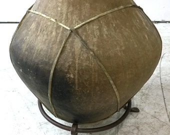Tarahumara Indian Rawhide Bound Pottery Vessel, Ca, 1970's #988