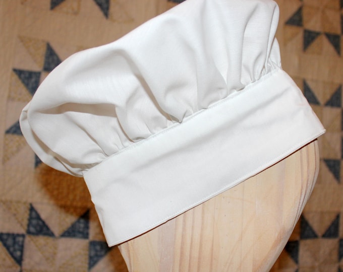 Child's Chef Hat. White. Adjustable with Velcro. Fits ages 2 to 6.