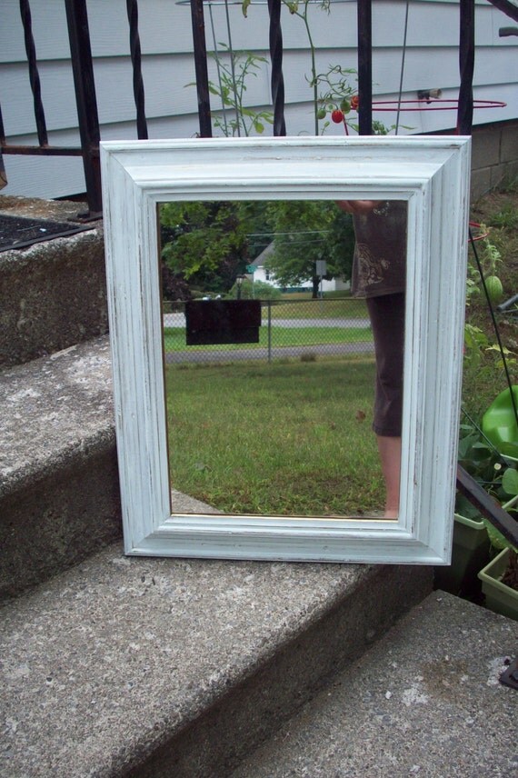 Vintage Wooden Wall Mirror hand painted and distressed in