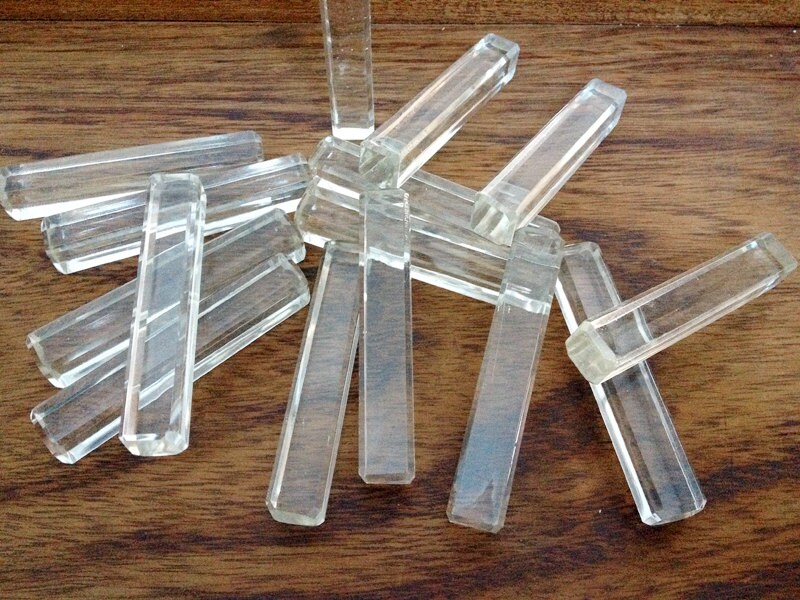 Set of 15 French Vintage Glass Knife Holders Haute Juice