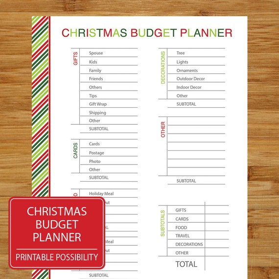 Christmas Budget Planner in size A5 Christmas Planning Page