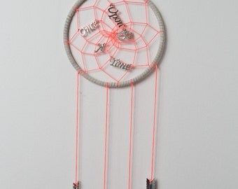 SALE ! Dream Catcher Once Upon A Time // NEW ITEM // Bright Pink/Orange // Tan // Silver // Arrows // 5 Inch