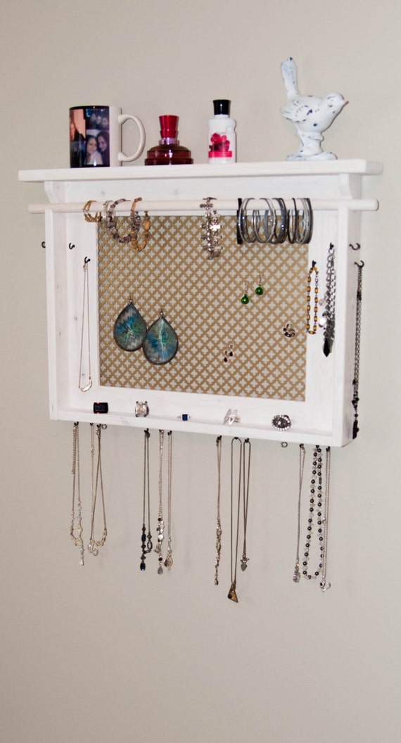 JEWELRY ORGANIZER, LARGE Wall Mounted Jewelry Holder, Decorative Gold