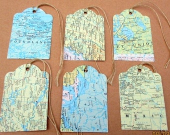 25-Map Tags-Travel Theme-Wedding decorations-atlas map die cuts-destination party favors-vintage-bridal shower gift tag-rustic wedding decor