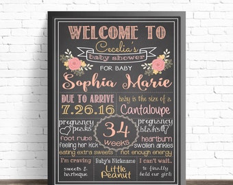 Floral Baby Shower Chalkboard Sign // Shabby Chic // Shower Decorations // Nursery Decor // It's A Girl // Flower Bouquet //