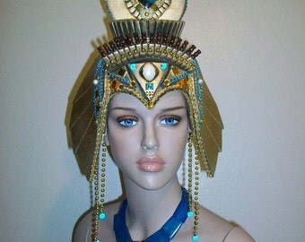 Cleopatra Headdress, Egyptian Headdress, Kentucky Derby, Mardi Gras Parade, Halloween Costume, Fantasy Fest, Burning Man, Rave Festival