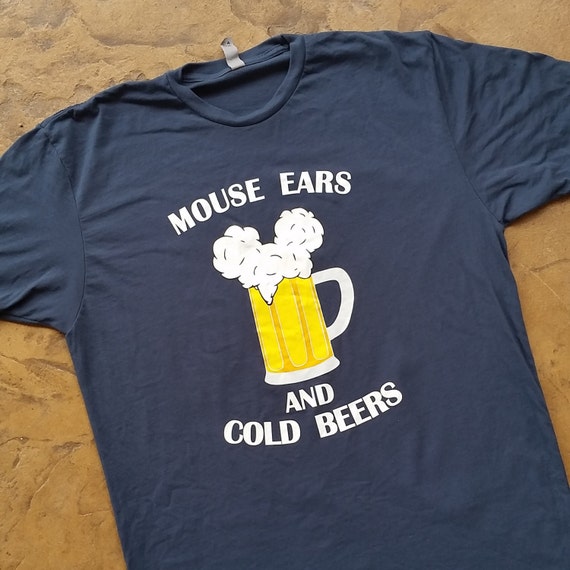 CREW NECK** Mouse Ears and Cold Beers Men funny going