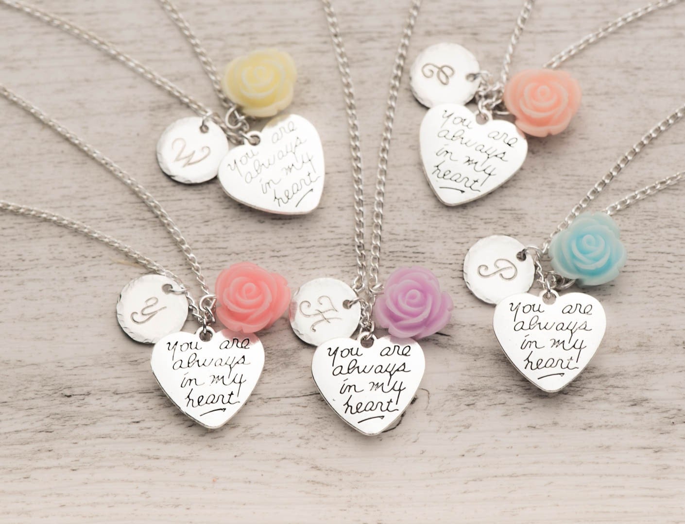 5 Bff Necklaces In A Set Of 5 Silver Heart Necklaces 