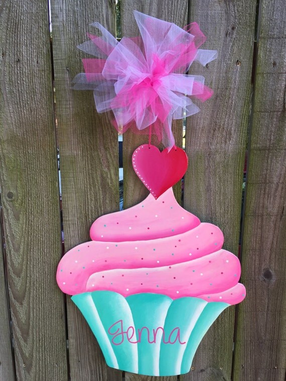 Cupcake Door Hanger Cupcake Birthday Decorations Birthday