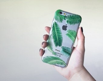 Samsung Galaxy s6 case Palm Tree Leaves iPhone 7 Case, Clear Case, Silicone Phone Case, Paradise Phone Cover, Flexible Case, Nature Case