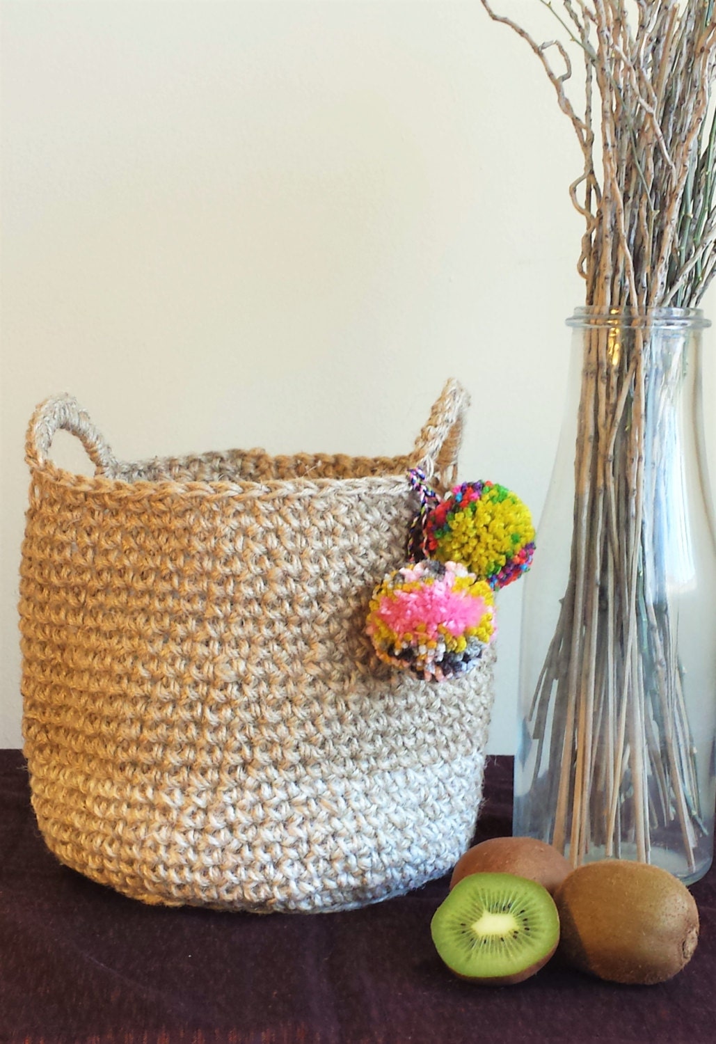 Medium Twine Crocheted Basket / Artisan Basket / by LKLYDesigns