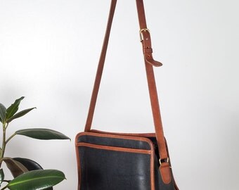 Vintage Two Tone Coach Crossbody Bag Black and Tan