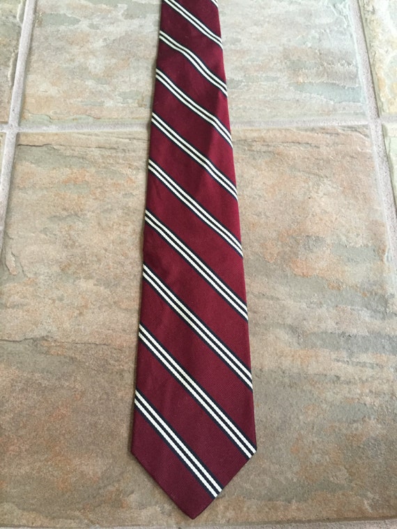 Vintage Silk Repp Red Regimental Striped Tie Ivy League Trad