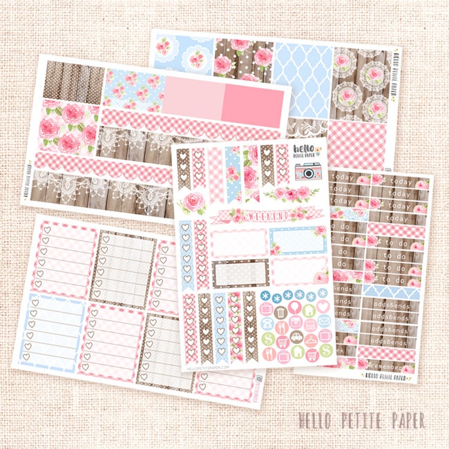 cottage collection sticker kit 5 sheets planner stickers