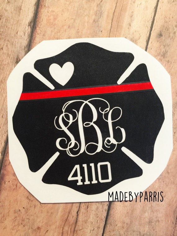 Firefighter Wife Monogram With Badge Number Vinyl By Madebyparris