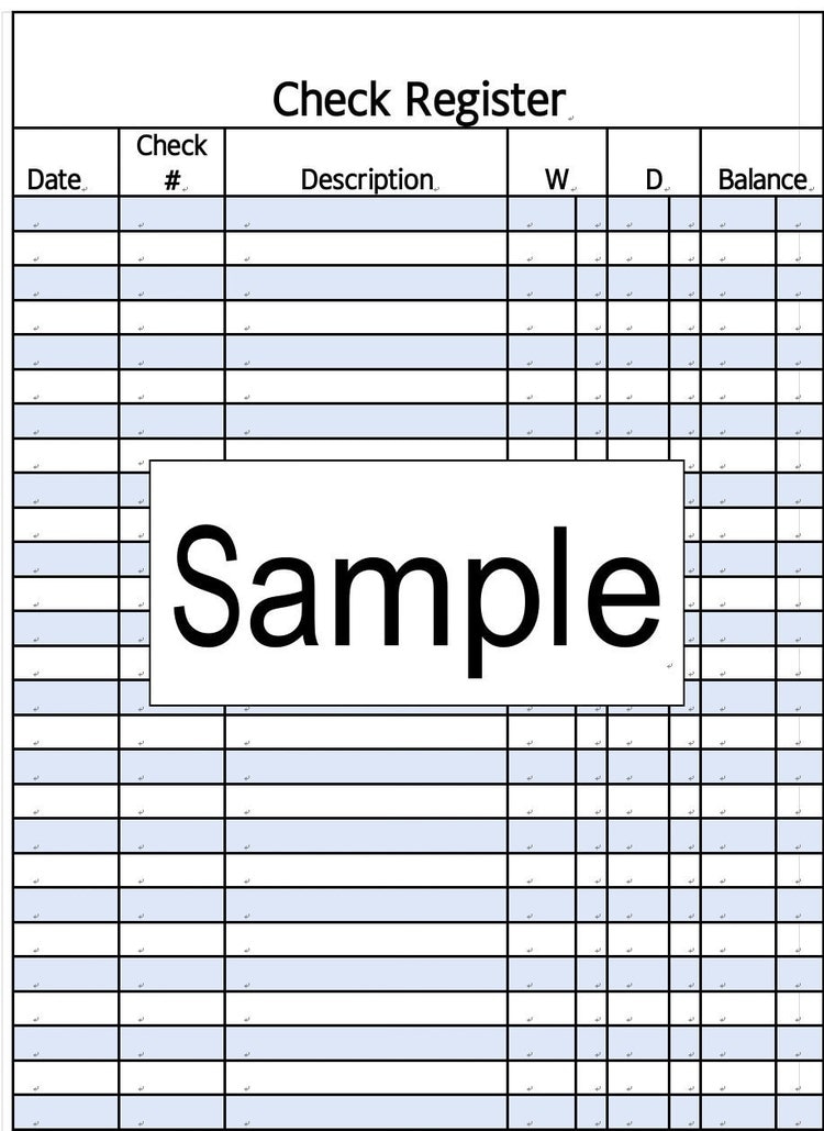 filofax personal checkbook register printable
