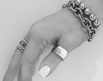 Thumb Ring Large Ring Wide Ring Smooth Plain Design High Polished Silver Steel Womens Mens Thumb Ring Size 7 8 9 10 11 12 13