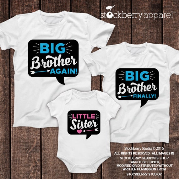 Little Sister Big Brother Shirts Set of 3 - Big Brother Baby Sister ...