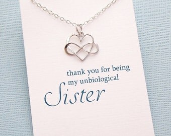 Unbiological Sister | Infinity Heart Necklace, Sister Gift, Best Friend Gift, Nonbiological Sister, Non Biological Sister, Bestie, BFF | S09
