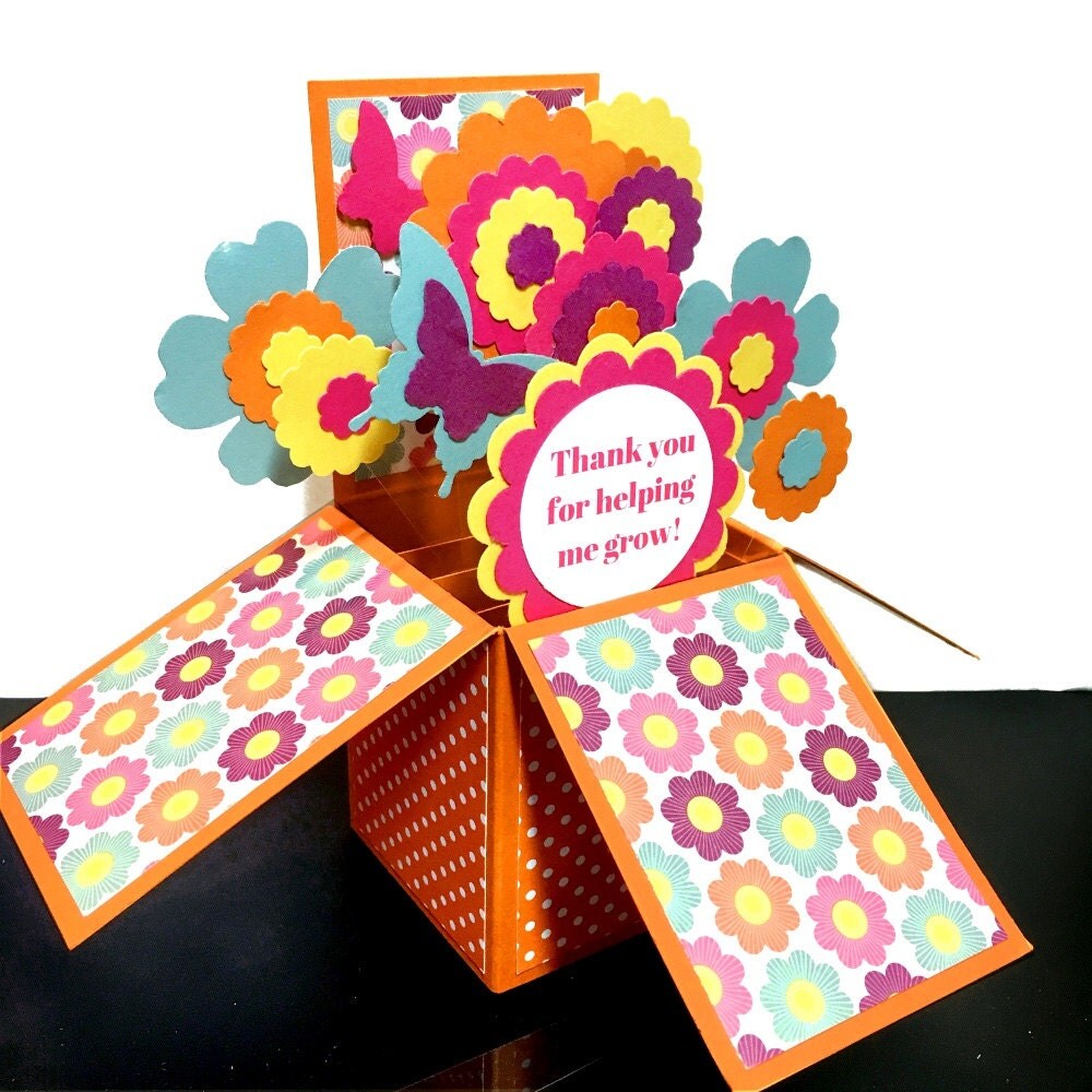 teacher thank you card 3d pop up card floral bouquet
